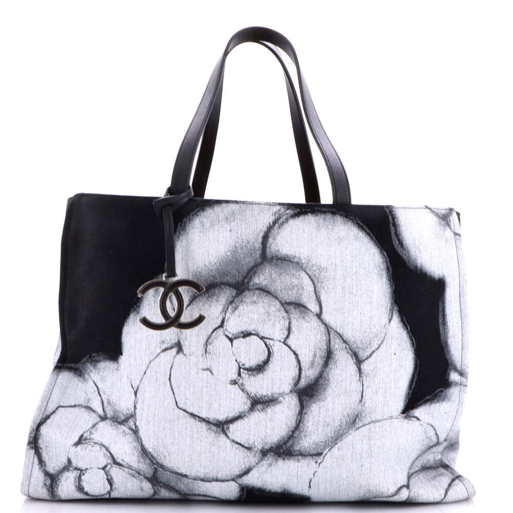 Chanel Large Camellia CC Tote Printed Canvas